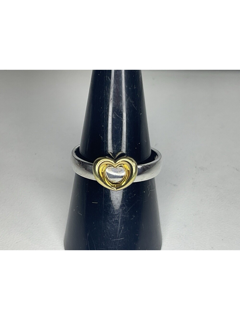 Pandora Two Tone Radiant Sliding Heart Ring Size 8 14k Heart